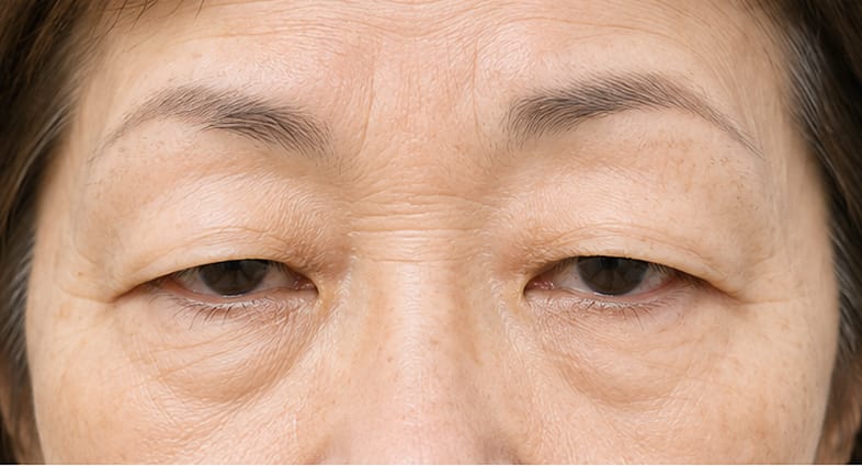 眼瞼下垂の状態の目元